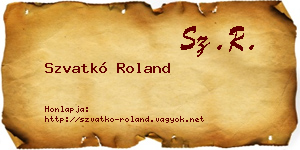 Szvatkó Roland névjegykártya